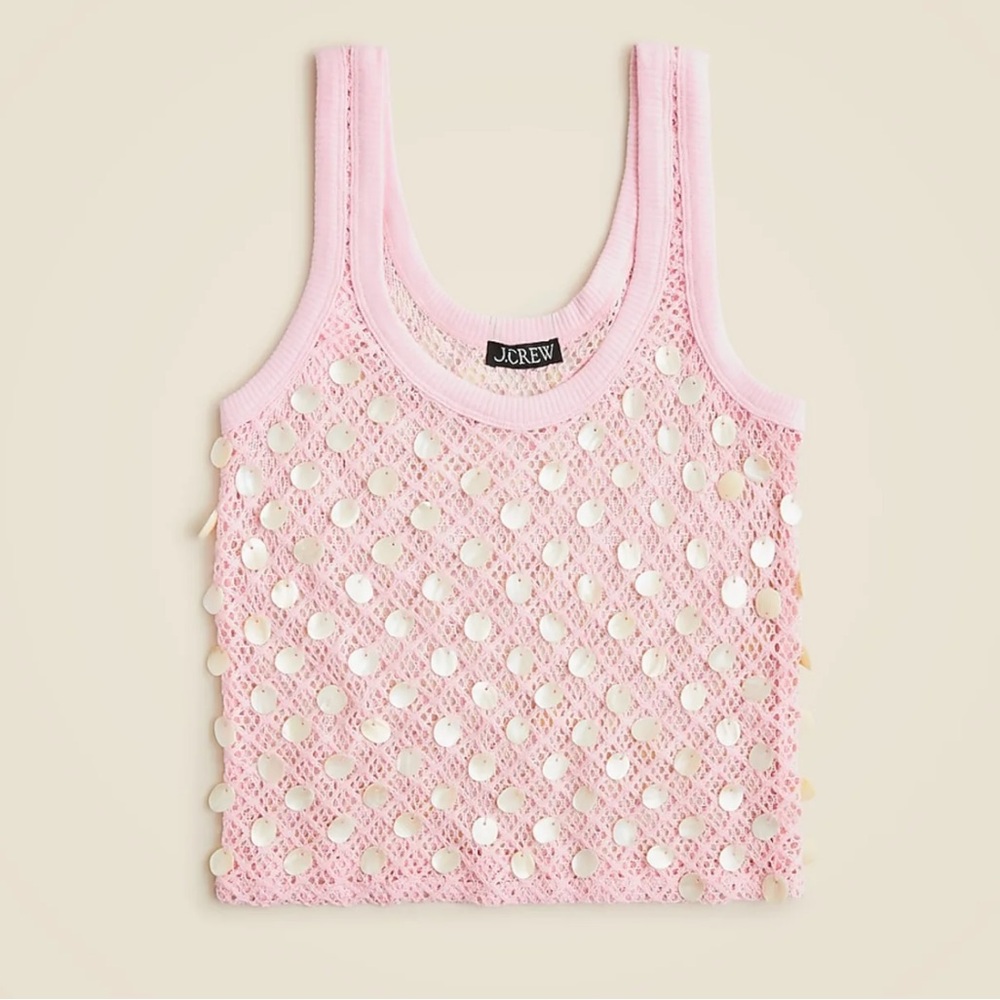 J. Crew Pink Crochet Tank Top